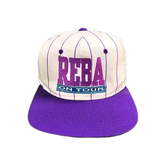 Yupoong Other - Vintage Reba McEntire On Tour Striped Hat SnapBack White & Purple Vtg 90s Cap